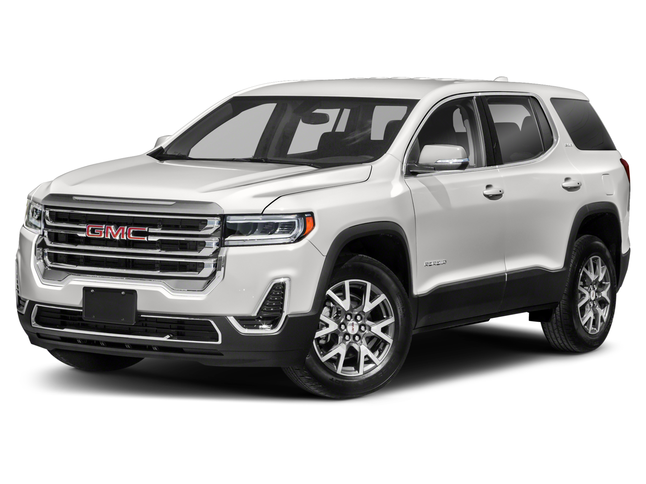 2022 GMC Acadia SLT in Light Stone Metallic — front three-quarter view