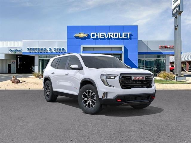 2026 GMC Acadia AT4 in Summit White — front three-quarter view