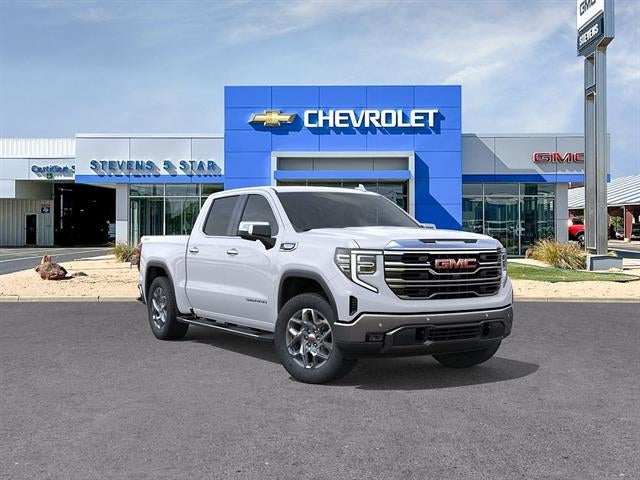 2026 GMC Sierra 1500 SLT in Summit White — front three-quarter view